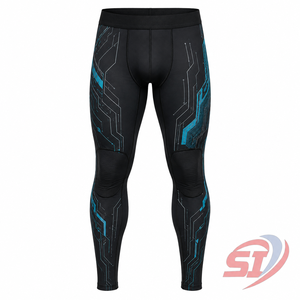 Custom <b>Men</b>’s Compression <b>Leggings</b> Full Length Running <b>Gym</b> Tights Quick Dry Breathable Custom Logo OEM Wholesale Obsidian Voltage - Product Image 1