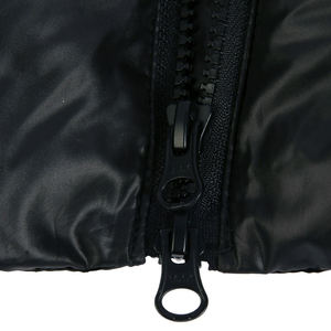 Blouson matelassé noir à col montant, fermeture éclair, coupe-vent, épais, pour l'hiver, avec logo brodé sur le devant, coupe décontractée - Product Image 4