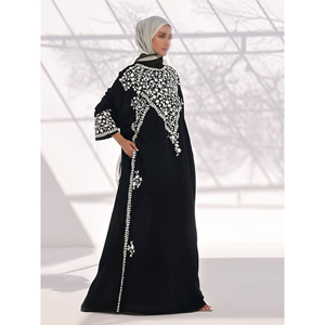 Vente en gros de robes musulmanes pour l'Aïd Ramadan, Abaya en ligne, couleur unie, Abaya de luxe, robe musulmane pour femmes, Abaya ouverte faite à la main - Product Image 2