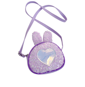 Leather Kid <b>Bag</b>, Single Shoulder <b>Sequined</b> Heart Pattern Rabbit Shaped Large Capacity Female <b>Bag</b> - Product Image 5