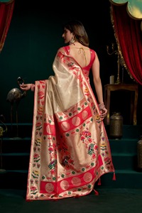 เสื้อผ้าอินเดีย-ปากีสถาน ผ้าไหมซารีแท้ พร้อมงานปักดิ้นทองบริสุทธิ์ ผ้าไหมบานาราซีเนื้อนุ่ม พร้อมดีไซน์แบบปาธานี - Product Image 3