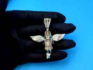 Pendentif ange priant Jésus en argent 925, moissanite VVS, style hip-hop, passe le test du diamant, pendentif religieux pour femmes et hommes - Product Image 3