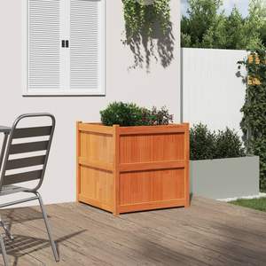 Jardinière en bois de pin massif brun ciré de 27,6 pouces, pots et jardinières à fleurs - Product Image 3