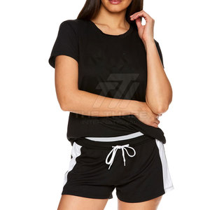 Conjunto de Camiseta y Pantalones Cortos Casuales para Mujer, Transpirables, Hechos en Pakistán, Sólidos, por Encima de la Rodilla, Ligeros, 100% Algodón - Product Image 2