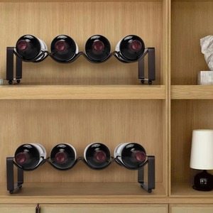 Étagère à vin moderne à 3 niveaux en métal résistant à la rouille pour armoire de cuisine, décoration modulaire empilable, support à bouteilles en fer noir - Product Image 4