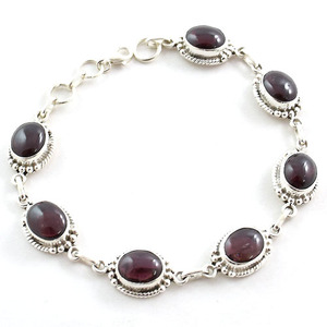 Pulsera de Cadena de Plata de Ley 925 con Perla de Agua Dulce Geométrica y Granate, Joyería Minimalista para Uso Diario, Unisex, Venta al por Mayor de Jaipur - Product Image 2