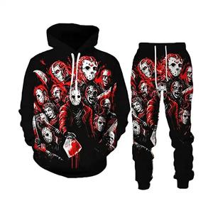 Ensemble de survêtement 2 pièces pour homme, sweat à capuche zippé et short, broderie effet vieilli, 100% coton respirant et séchage rapide, style sportif hiver - Product Image 2