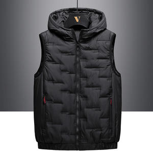Chaleco Acolchado de Invierno sin Mangas con Capucha para Hombre, Cierre de Cremallera, Impermeable, Transpirable, Cortavientos, Ropa Exterior Informal, Color Sólido, Lona - Product Image 3
