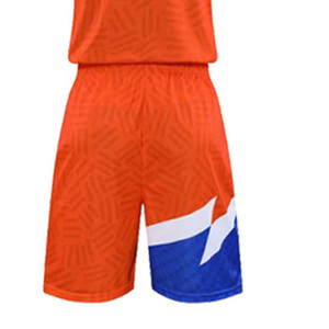 Ensemble d'uniformes de basketball unisexe orange et bleu, col en V, sans manches, imprimé par sublimation, respirant, en polyester, pour adultes, toutes saisons - Product Image 3