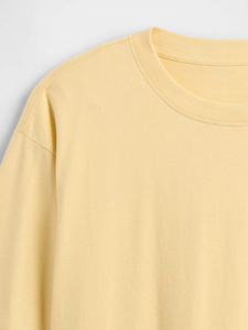 เสื้อยืดผู้ชายไซส์ใหญ่ สีเหลือง ผ้าฝ้าย 100% แขนสั้น คอกลม ทรงลำลอง สีพื้น ผ้าเจอร์ซีย์ ระบายอากาศได้ดี เป็นมิตรกับสิ่งแวดล้อม - Product Image 2
