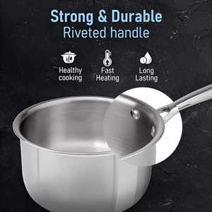 Factory Direct Stainless Steel Triply <b>Saucepan</b> 22cm Premium 304 Grade Cooking Pot Durable Design Custom OEM ODM - Product Image 3
