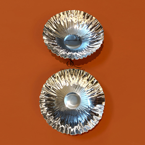 Fluted Stainless Steel Candy Bowls Set Of 2 Mirror Polished <b>Chrome</b> Finish Ribbed Trays For Chocolates Snacks Or Home Decor - Product Image 4