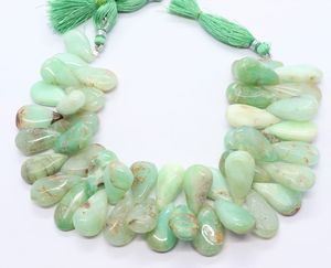 Perles de chrysoprase naturel lisses en forme de poire, perles de chrysoprase en forme de poire longue, perles de pierres précieuses en chrysoprase, prix de gros, lot en vrac de 8 pouces - Product Image 1