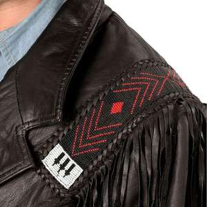 Veste unisexe en toile avec logo frontal, style western américain, en cuir PU traditionnel, ornée de perles et de franges en daim, pour streetwear d'hiver - Product Image 3