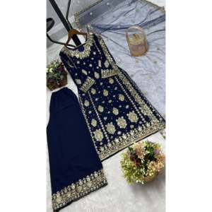 Ensemble Kurta Palazzo Dupatta élégant pour soirée - Product Image 2