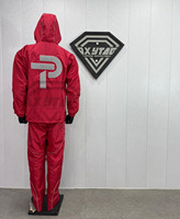 Fabricant de survêtements coupe-vent à capuche rouges personnalisés, vente en gros d'ensembles de vêtements de sport avec veste et short et protège-jambes