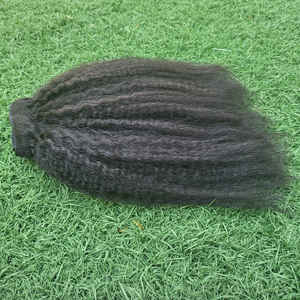 100% vierge Remy trame Extensions de cheveux crépus droite couleur naturelle cuticule alignée origine indonésienne vague naturelle Curl faisceaux - Product Image 4