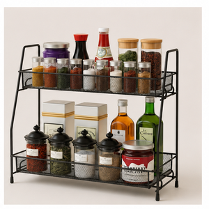 Étagère à épices en métal à 2 niveaux pour comptoir de cuisine, support à assaisonnements en fer pour garde-manger et armoires, au prix le plus bas - Product Image 4