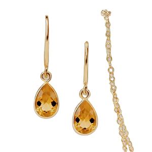 มาใหม่925เงินสเตอร์ลิง18K ต่างหูชุบทอง18K พร้อมลูกแพร์พลอยสีเหลืองสำหรับเป็นของขวัญแต่งงาน - Product Image 1