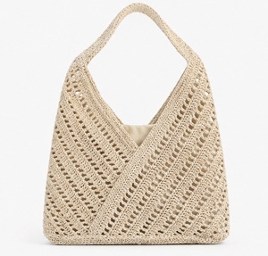 Bolso de Mano de Ganchillo Rosa Estilo Bohemio con Parte Superior Abierta para la Playa de Verano - Product Image 3