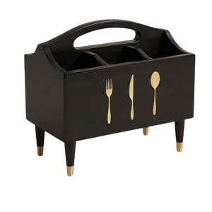 Support de Couverts et Cuillères en Bois Noir Fait Main, Type Table, Durable, pour Cuisine et Maison - Product Image 3