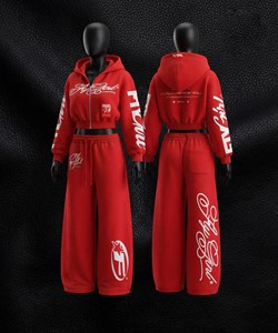 Conjunto Deportivo de 2 Piezas con Capucha para Mujer, Color Rosa, Estilo Holgado, Ropa Deportiva Urbana con Estampado de Letras - Product Image 6