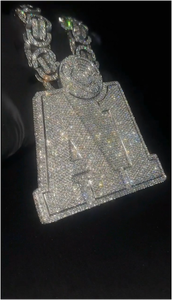 จี้ห้อยคอแบบฮิปฮอปประดับเพชรโมอิสซาไนต์ VVS เงินแท้ 925 ดีไซน์ตัวอักษรสั่งทำพิเศษ - Product Image 4