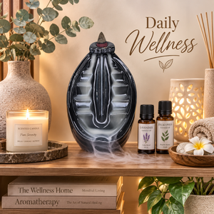 Oval Ceramic Backflow <b>Incense</b> Burner Waterfall Cascade <b>Cone</b> Holder | Handmade Aromatherapy Meditation Zen Home Decor OEM Exports - Product Image 3