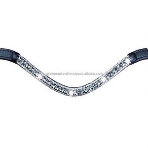 Equestrian atacado de cavalo de couro genuíno, faixas de sobrancelha de qualidade premium com <span class=keywords><strong>3</strong></span> fileiras, cinza, prata, corte quadrado, fabricante - Product Image 1