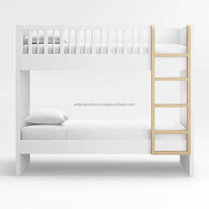 เตียงไม้สองชั้นแบบถอดออกได้บันไดสีขาวทึบสำหรับโรงแรมวิลล่าห้องนอนหอพักโรงเรียนเตียงเด็ก - Product Image 2