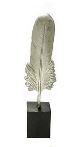 Escultura de Hoja de Plátano de Aluminio Plateado con Base de Madera Negra, Decoración de Lujo para el Hogar, Precio al por Mayor - Product Image 5