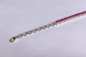 Natural Ruby Tennis Bracelet in Sterling <b>Silver</b> White Gold Plated Luxury Red Gemstone Women's Wedding & Anniversary Gift - Product Image 2