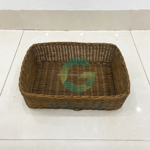 Venta al por mayor de mimbre Rectangular hogar cesta de almacenamiento de alambre negro ratán cesta de frutas y verduras con diseño OEM apilable - Product Image 3