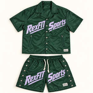 unisex nylon shirt <b>shorts</b> set <b>short</b> sleeve nylon set chenille embroidery two piece streetwear set button shirt <b>zip</b> <b>pocket</b> s - Product Image 2
