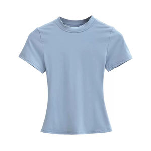 Camiseta de Verano para Mujer, Camiseta Básica para Chica, Camiseta de Manga Corta para Dama, Sexy, Ajustada, Cuello Redondo, Top de Moda Casual para Mujer - Product Image 4