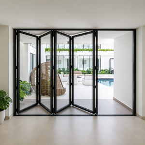 Portes patio pliantes modernes en alliage d'aluminium pour balcon, avec rupture de pont thermique, double vitrage trempé, conception extérieure étanche - Product Image 1