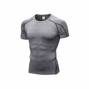 Camiseta de Compresión de Manga Corta Gris para Hombre, Secado Rápido, Spandex, Poliéster, Top Deportivo, Talla Adulto M - Product Image 1