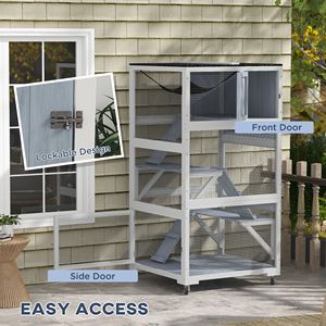 Large Outdoor Cat Enclosure with Wheels Weatherproof XL Multi-Level Catio Gray <b>Hammock</b> for 1-3 Cats up to 12lbs - Product Image 6