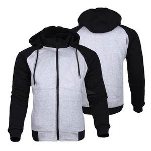 Sudadera con capucha personalizada con cremallera completa, estilo color block, tejido de forro polar, fabricada por el fabricante - Product Image 4