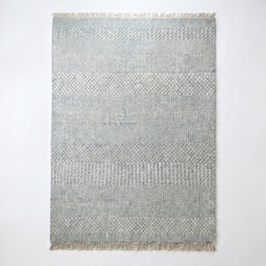 Scandinavian Geometric Wool Cotton Area <b>Rug</b> Rectangle Low Pile Flat Weave With Fringe For Living Room - Product Image 3