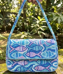 Bolso de Hombro de Lujo con Bordado de Cuentas de Cristal y Diseño de Paisaje Urbano, Cierre Magnético, Bolso de Moda con Cuentas de Semillas, Estilo Horizonte Urbano - Product Image 2