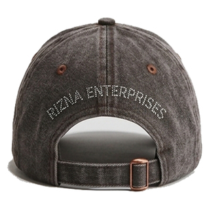 Casquette de baseball en denim sergé RIZNA, 6 panneaux, réglable, unisexe, décontractée, vintage, délavée, logo brodé 3D sur le panneau avant, bleu, coton, métal - Product Image 4