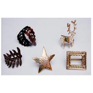 Juego de Anillos Decorativos para Servilletas de Aluminio, Diseño Moderno de Hoja Dorada, Ecológicos, Venta al por Mayor, Decoración para Mesa de Boda y Navidad - Product Image 1