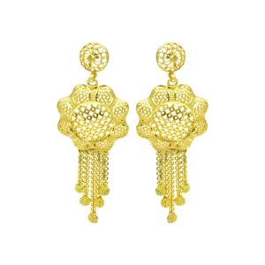 Pendientes Colgantes de Latón al por Mayor, Chapados en Oro de 14K, 18K, 24K, Diseño Floral Turco Tradicional, Pendientes Colgantes de Moda - Product Image 3