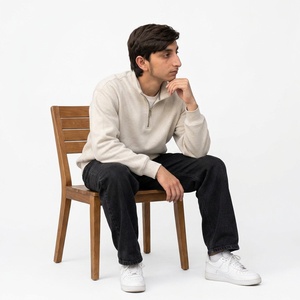 Sweat-shirt à col montant pour homme, couleur unie, coupe classique, 100% coton, tissu molletonné, vêtement décontracté pour l'automne - Product Image 5