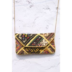 Rajasthani Embroidered Clutch Banjara Casual Fashion Open Closure <b>Chains</b> Patchwork <b>Mirror</b> Work Clutch Purse for Great Price - Product Image 1