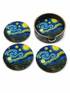 Decorative MDF Enamel <b>Coaster</b> <b>Set</b> With Heat Resistant Finish For Modern Home Office And Restaurant Decoration - Product Image 6