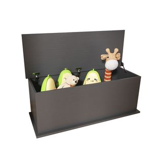 Baule contenitore in legno nero con coperchio a sollevamento, organizer per mobili da ingresso/panca - Product Image 4