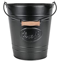 Poubelle ronde en fer galvanisé écologique pour usage domestique, portable, intérieur/extérieur, avec couvercle et poignée