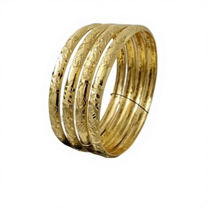 22K Solid Gold <b>Bangle</b> <b>Set</b> for Women Traditional Indian Gold Kada Pair Elegant Handcrafted Yellow Gold Bracelets - Product Image 1